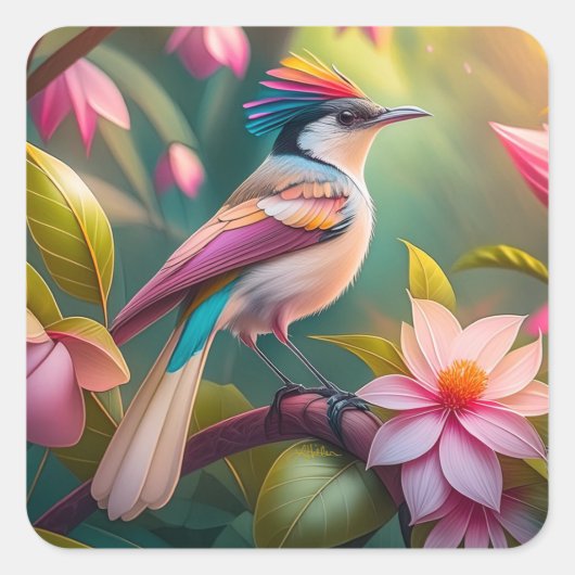 Sticker Carré Arc en arc-en-ciel Jay Imaginaire Bird (Devant)