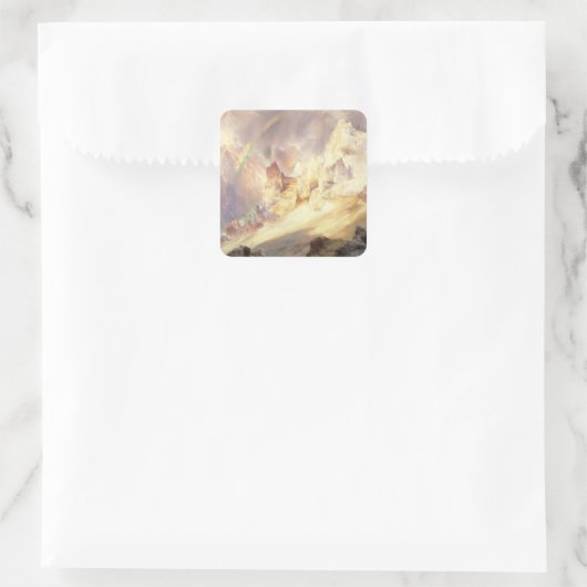Sticker Carré Arc en ciel au-dessus de Yellowstone, Moran 1900 (Sac)