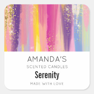 Sticker Carré Arc-en-ciel avec Faux Gold Parties scintillant bou