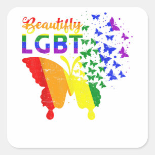 Sticker Carré Arc-en-ciel Bouton LGBT