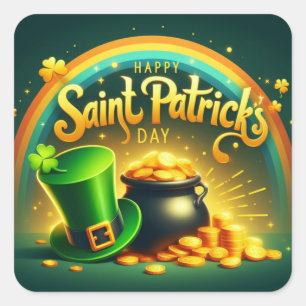 Sticker Carré Arc-en-ciel coloré Saint Patrick's Day