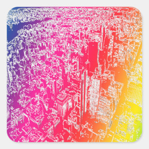 Sticker Carré Arc-en-ciel de Manhattan