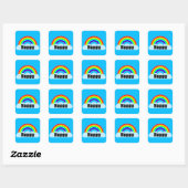 Sticker Carré ARC-EN-CIEL - Heureux (Feuille)