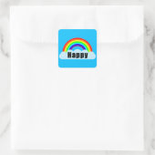 Sticker Carré ARC-EN-CIEL - Heureux (Sac)