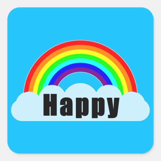 Sticker Carré ARC-EN-CIEL - Heureux (Devant)