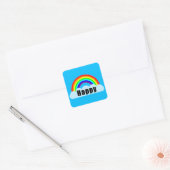 Sticker Carré ARC-EN-CIEL - Heureux (Enveloppe)
