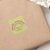 Sticker Carré Arc-en-ciel moderne Joyeux anniversaire