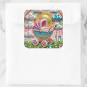 Sticker Carré Arc-en-ciel Porte bébé avec Parties scintillant So (Sac)