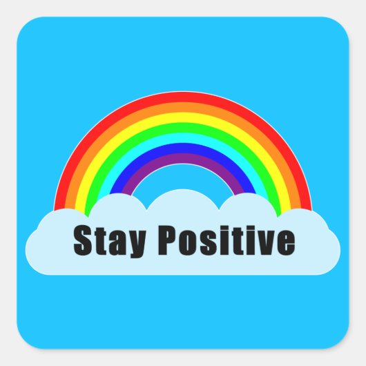 Sticker Carré ARC-EN-CIEL - Restez Positif (Devant)