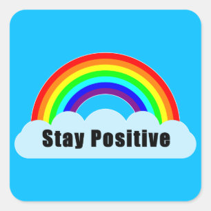 Sticker Carré ARC-EN-CIEL - Restez Positif