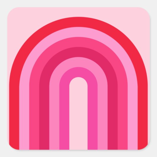 Sticker Carré Arc-en-ciel rose et rouge (Devant)