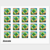 Sticker Carré Arc-en-ciel Saint Patrick's Day trver (Feuille)