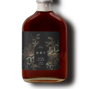 Sticker Carré Arc moderne Noir Botanique Or Eucalyptus Gin Arch