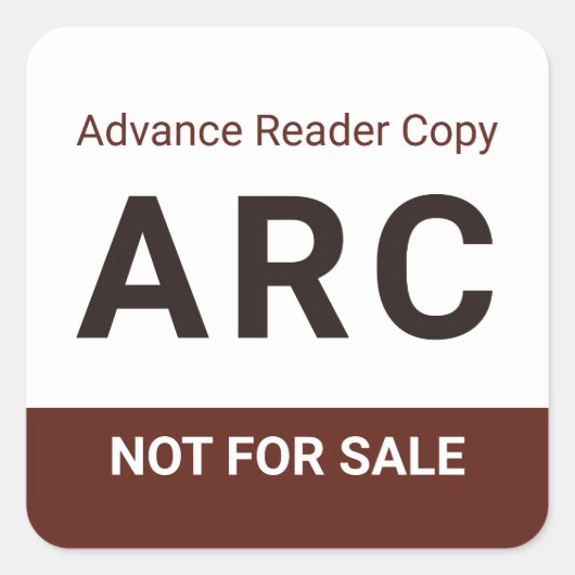 Sticker Carré ARC Not for Sale Advance Reader Copy Book Author (Devant)