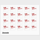Sticker Carré Arc rouge blanc cadeau de Noël moderne emballage (Feuille)