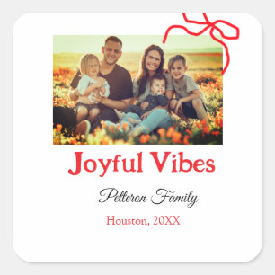 Sticker Carré Arc rouge joyeuse Vibes ajouter nom de famille pho