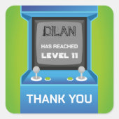 Sticker Carré Arcade anniversaire, invitation d'anniversaire de  (Devant)