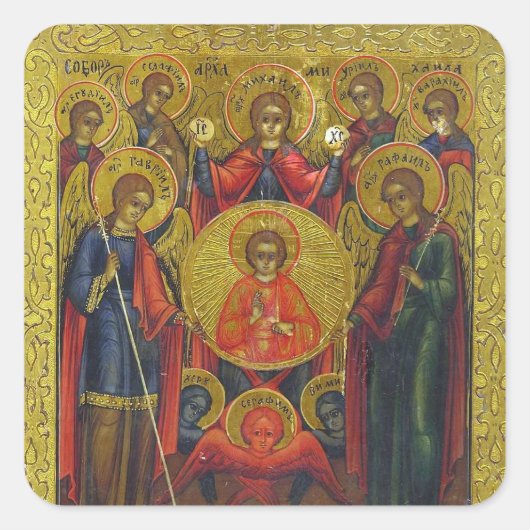 Sticker Carré Archanges Orthodoxe Christian Icône byzantine (Devant)