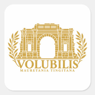 Sticker Carré Arche de Caracalla de Volubilis Emblème d'or romai