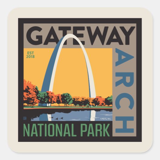 Sticker Carré Arche de passerelle | St. Louis, Missouri (Devant)