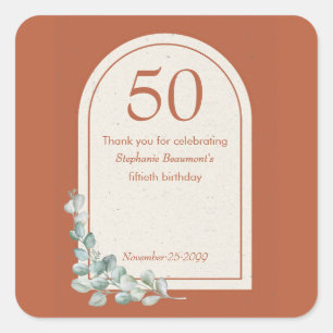 Sticker Carré Arche Moderne en Terracotta Eucalyptus 50e Anniver