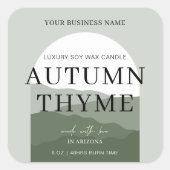 Sticker Carré Arche verte Sage Bohème Nom parfum Bougie (Devant)