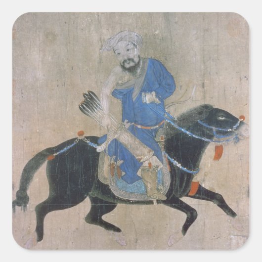 Sticker Carré Archer mongol à cheval (Devant)