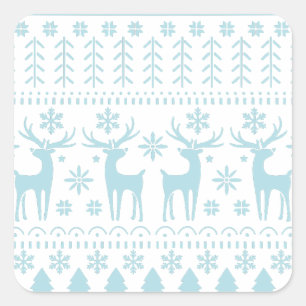 Sticker Carré Arctic Blue Folk Art thème hiver