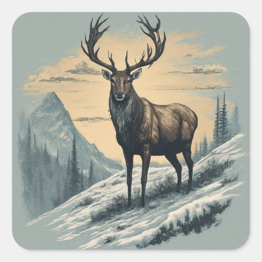 Sticker Carré "Arctic Majesty : Caribou Majestic (Devant)