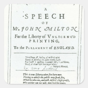 Sticker Carré Areopagitica' un discours de John Milton