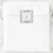 Sticker Carré Argent Damask 25e anniversaire Mariage (Sac)
