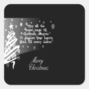 STICKER CARRÉ **ARGENT ET NOIR NOËL** NOËL