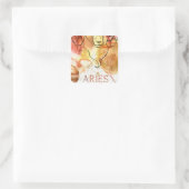 Sticker Carré Aries ram zodiac astrologie anniversaire or rouge (Sac)