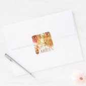 Sticker Carré Aries ram zodiac astrologie anniversaire or rouge (Enveloppe)