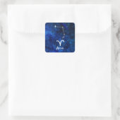 Sticker Carré Aries Zodiac Constellation Bleu Galaxie Céleste (Sac)