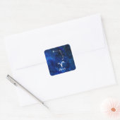 Sticker Carré Aries Zodiac Constellation Bleu Galaxie Céleste (Enveloppe)