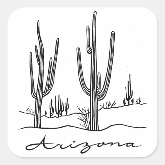 Sticker Carré Arizona Cactus (Devant)