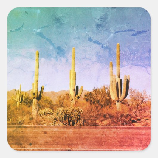 Sticker Carré Arizona Desert Cactus (Devant)