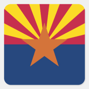 Sticker Carré Arizona Drapeau : Réglage de Star Sun, État du cui