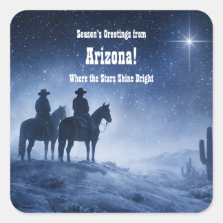 Sticker Carré Arizona Noël Country Western Cowboy