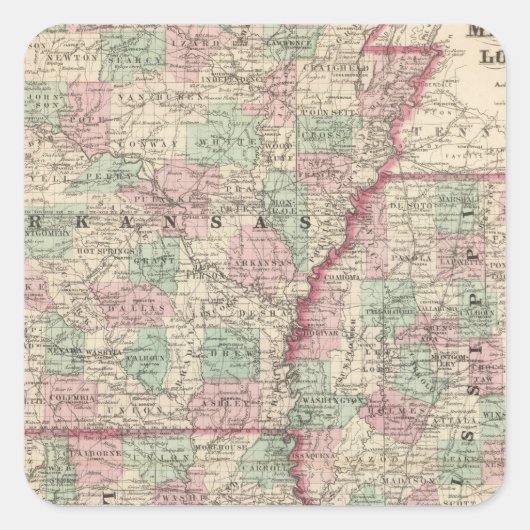 Sticker Carré Arkansas, Mississippi et Louisiane (Devant)