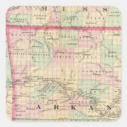 Sticker Carré Arkansas, Territoire Indien (Devant)