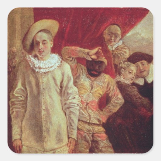 Sticker Carré Arlequin, Pierrot et Scapin, Acteurs de la Com (Devant)