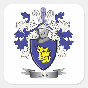 Sticker Carré Armoiries de Bain Family Crest