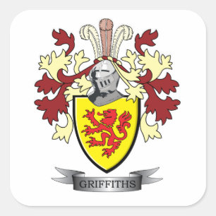 Sticker Carré Armoiries de Griffiths Family Crest