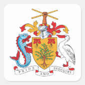 Sticker Carré Armoiries de la Barbade Emblème national (Devant)