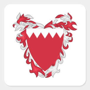 Sticker Carré armoiries de pays de Bahreïn symbole emblème drape