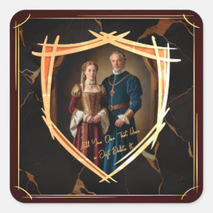 Sticker Carré Armoiries du chevalier Cadeau médiéval à l'ancienn