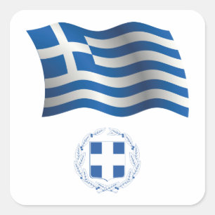 Sticker Carré Armoiries Du Drapeau De Grèce
