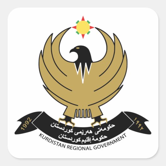 Sticker Carré Armoiries du Kurdistan (Devant)